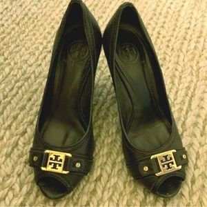 Tory Burch black wedges